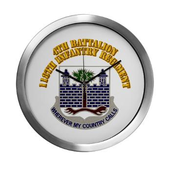 4B118IR - M01 - 03 - DUI - 4th Bn - 118th Infantry Regt with Text - Modern Wall Clock - Click Image to Close